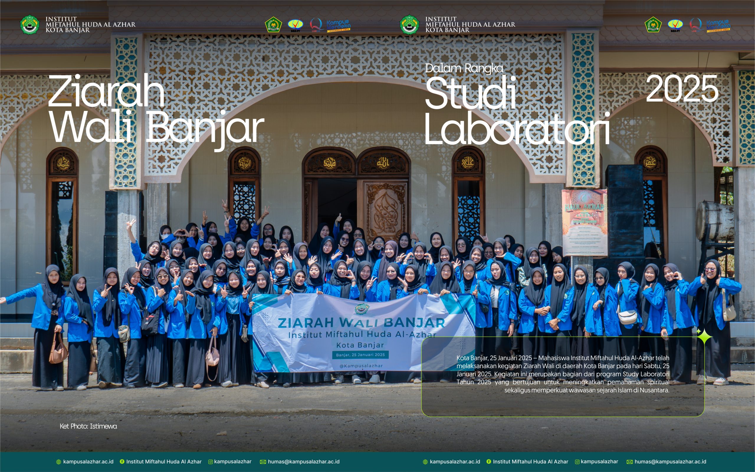 Mahasiswa Institut Miftahul Huda Al-Azhar Melaksanakan Ziarah Wali di Kota Banjar dalam Rangka Study Laboratori Tahun 2025